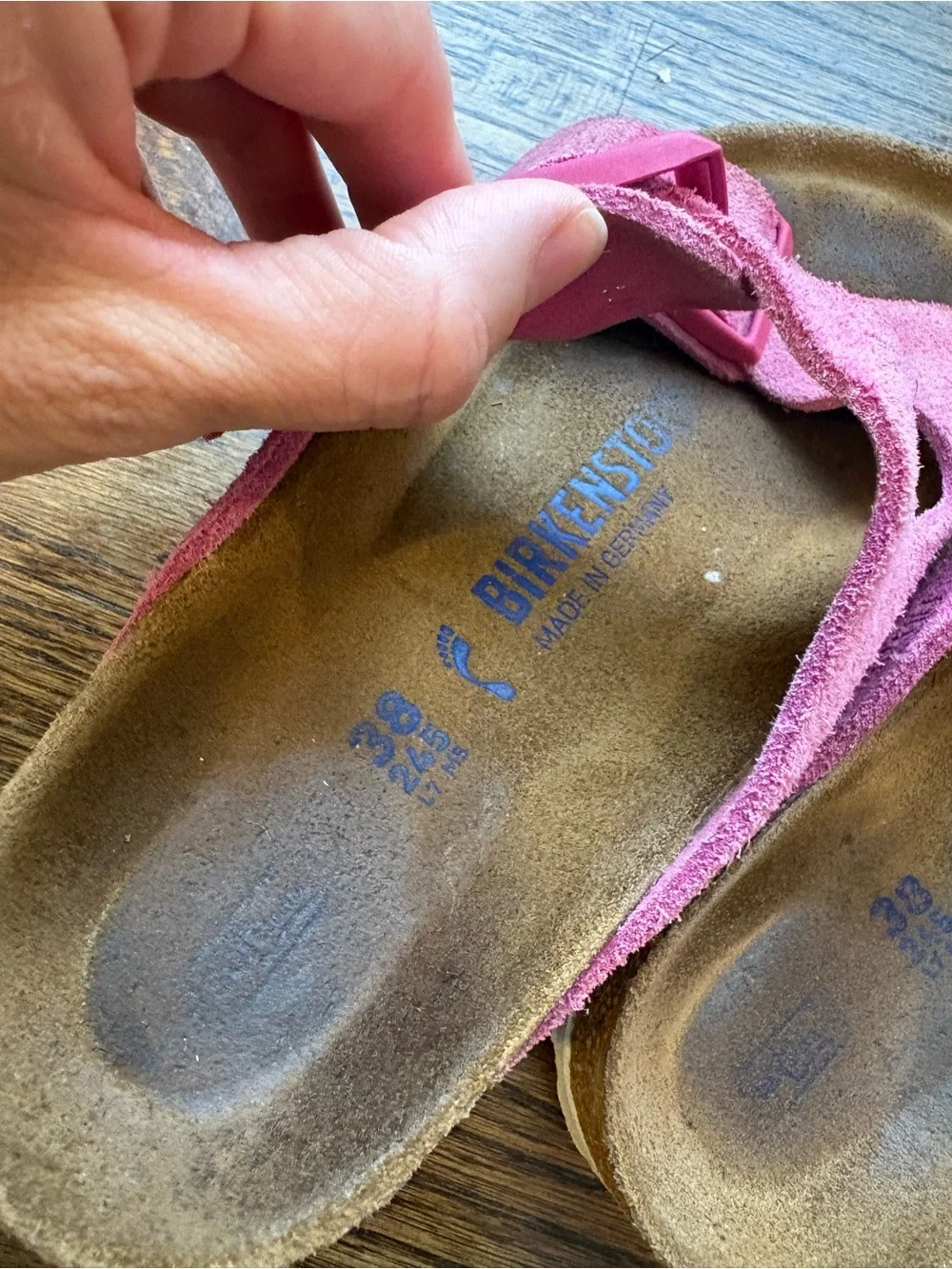 Birkenstock Arizona Pink Suede Double-Buckle Slide Sandals 38/7.5